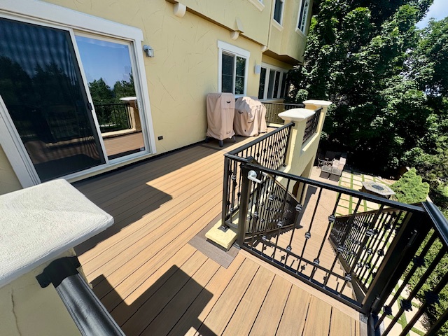 Highlands Ranch custom deck with stairs and outdoor lighting installation